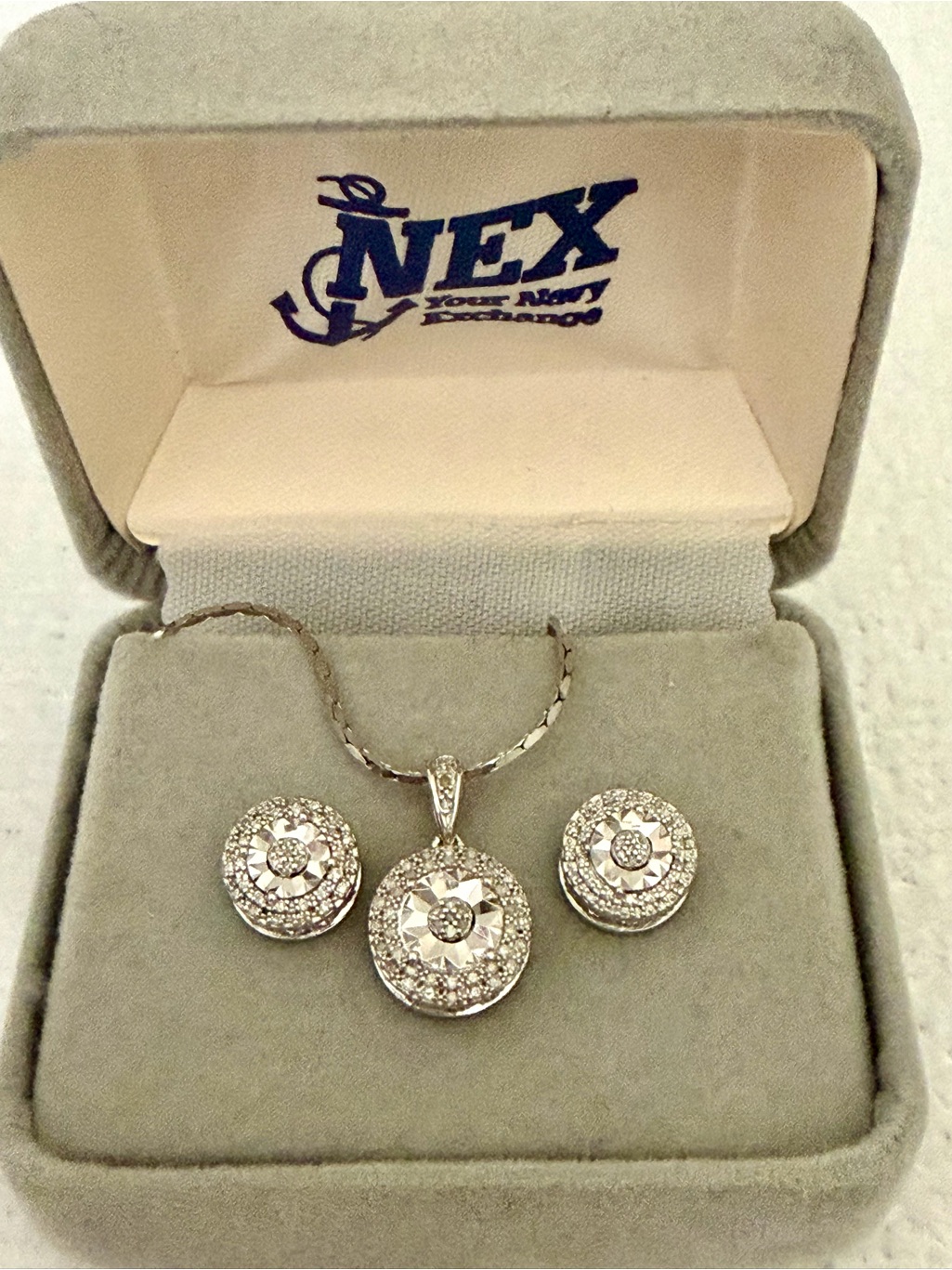 Solid 925 Sterling Silver Necklace & Earrings Set + Bonus Crystal Bracelet — image 2 of 8
